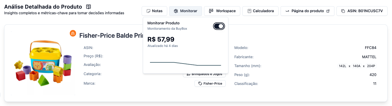 Exibição do Gráfico de Histórico
